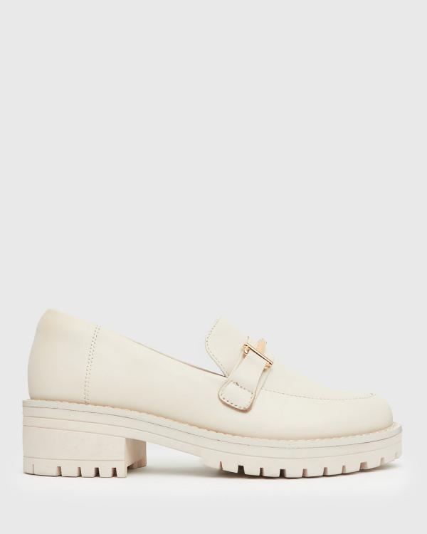 Airflex - Agatha Casual Heeled Leather Loafers - Casual Shoes (Bone) Agatha Casual Heeled Leather Loafers
