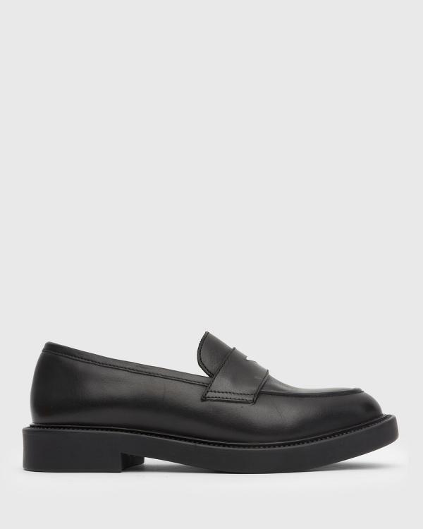 Airflex - Palmer Classic Leather Penny Loafers - Flats (Black) Palmer Classic Leather Penny Loafers