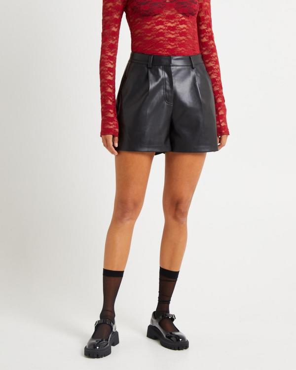 Alice In The Eve - Cleo PU Tailored Shorts - Skirts (BLACK) Cleo PU Tailored Shorts
