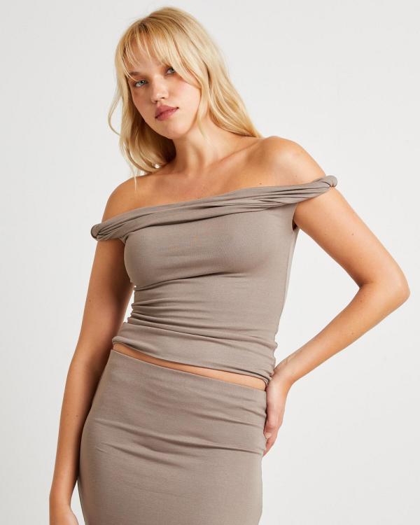 Alice In The Eve - Dom Slinky Roll Top - Tops (TAUPE) Dom Slinky Roll Top