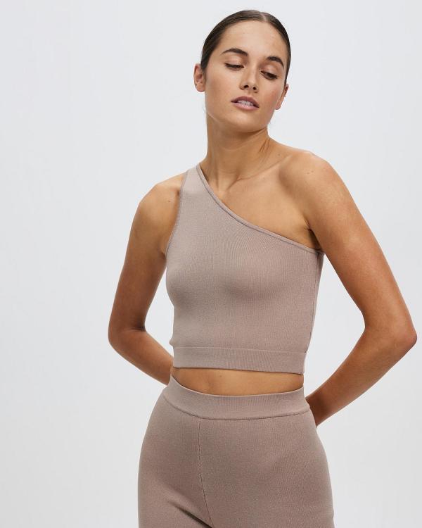 All Fenix - Milano Knit One Shoulder Top - Sports Bras (Stone) Milano Knit One Shoulder Top