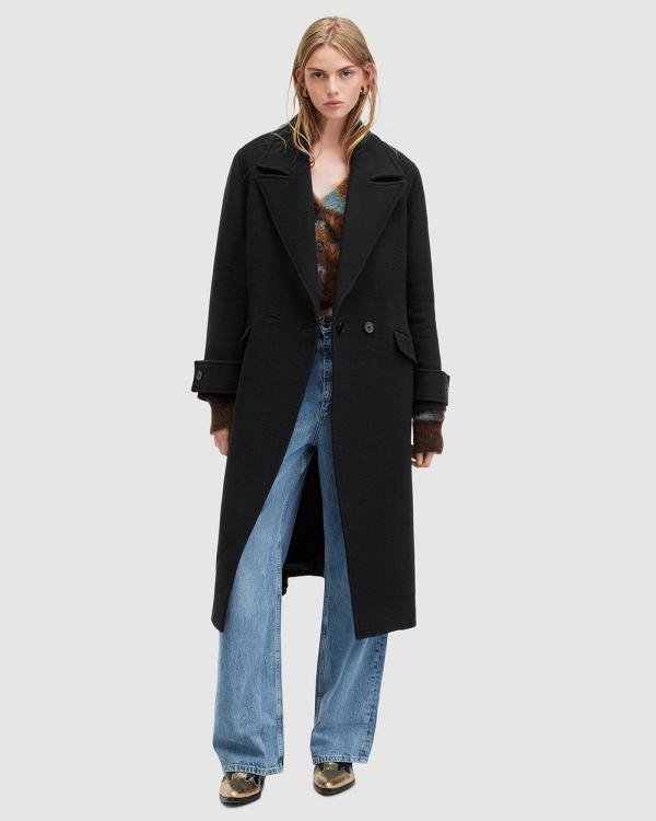 AllSaints - Mabel Wool Blend Coat - Trench Coats (Black) Mabel Wool Blend Coat