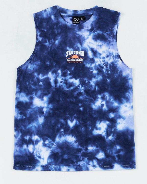 Alphabet Soup - Teen Cloud Surfer Tank Cloud Marble Dye - Muscle Tops (Blue) Teen Cloud Surfer Tank Cloud Marble Dye