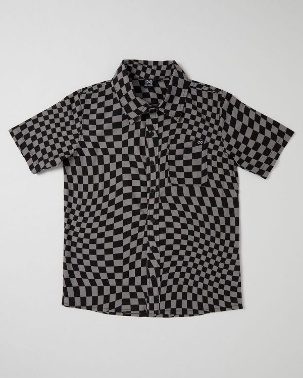Alphabet Soup - Teen Warped Short Sleeve Shirt Grey Checker - Shirts & Polos (Grey) Teen Warped Short Sleeve Shirt Grey Checker