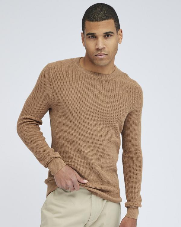 AM Supply - Nude Knit Jumper Textured Long Sleeve Crew Neck - Jumpers & Cardigans (Neutrals) Nude Knit Jumper Textured Long Sleeve Crew Neck