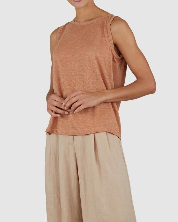 Amelius - Aceline Linen Tank Top - Tops (Rust) Aceline Linen Tank Top