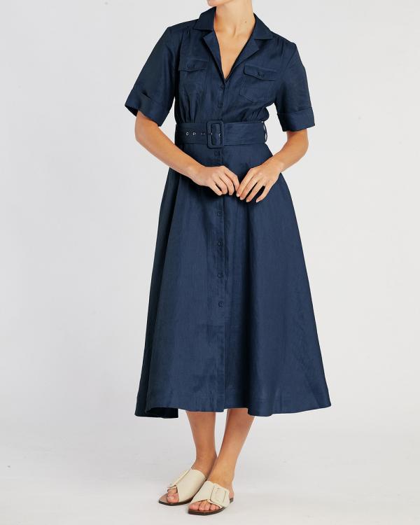 Amelius - Cadence Linen Dress - Dresses (Navy) Cadence Linen Dress