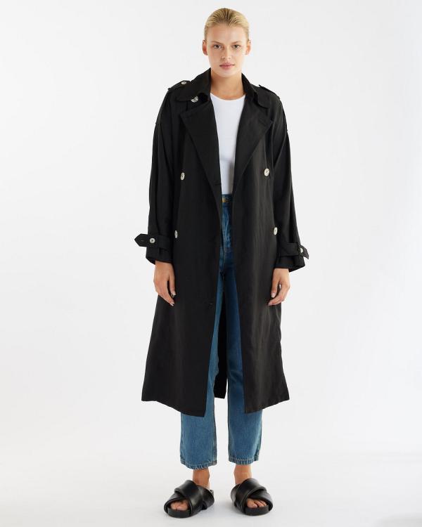 Amelius - Elvie Linen Trench Coat - Trench Coats (Black) Elvie Linen Trench Coat