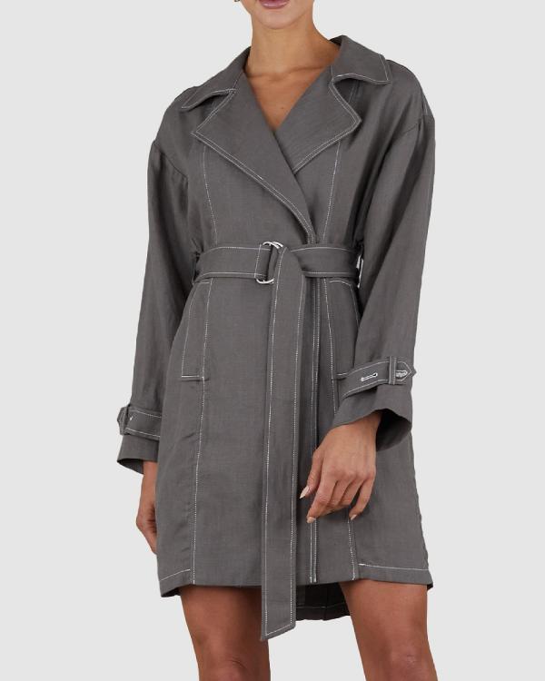 Amelius - Elvie Linen Trench Jacket - Dresses (Khaki) Elvie Linen Trench Jacket