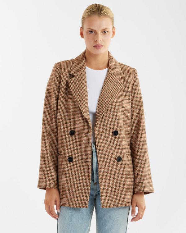 Amelius - Equinox Wool Check Blazer - Blazers (Brown Multi) Equinox Wool Check Blazer