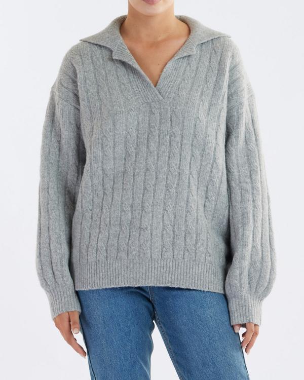 Amelius - Etienne Cable Knit Jumper - Coats & Jackets (Grey Marle) Etienne Cable Knit Jumper