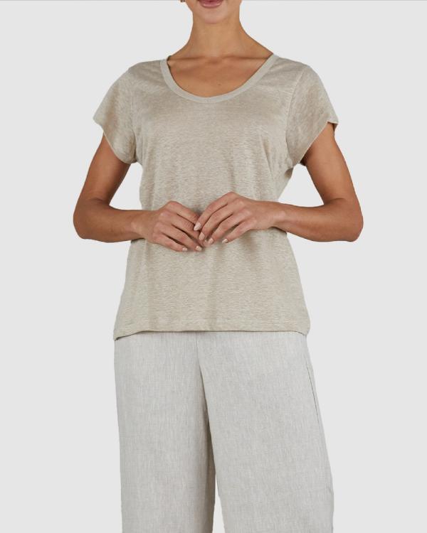 Amelius - Newport Linen T Shirt - Short Sleeve T-Shirts (Beige) Newport Linen T-Shirt