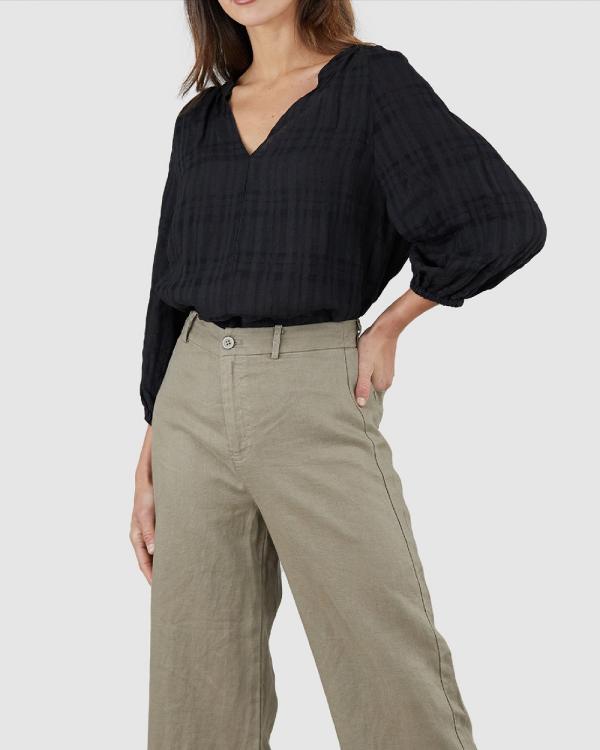 Amelius - Pila Linen Blouse - Tops (Black) Pila Linen Blouse