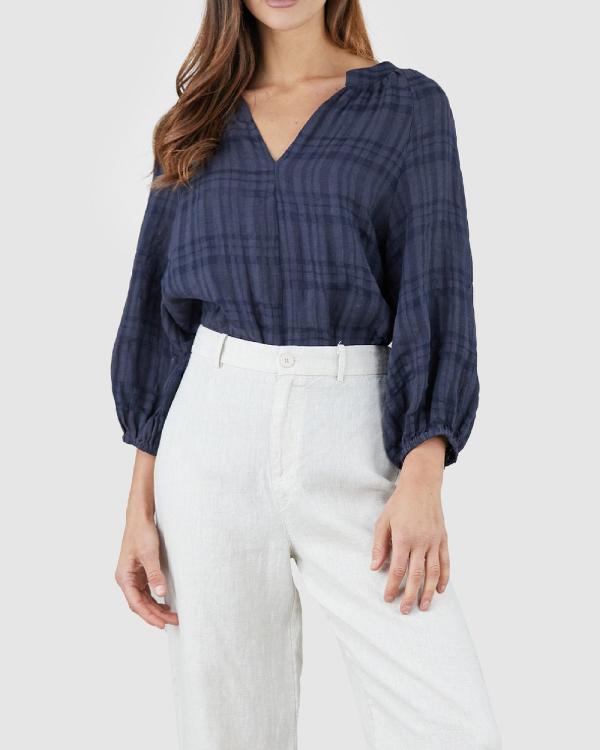 Amelius - Pila Linen Blouse - Tops (Navy) Pila Linen Blouse