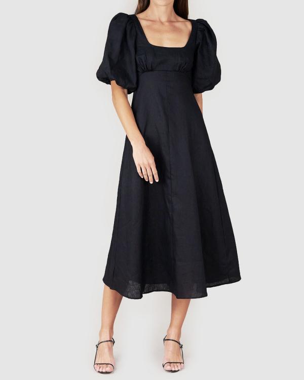 Amelius - Romilly Linen Midi Dress - Dresses (Black) Romilly Linen Midi Dress