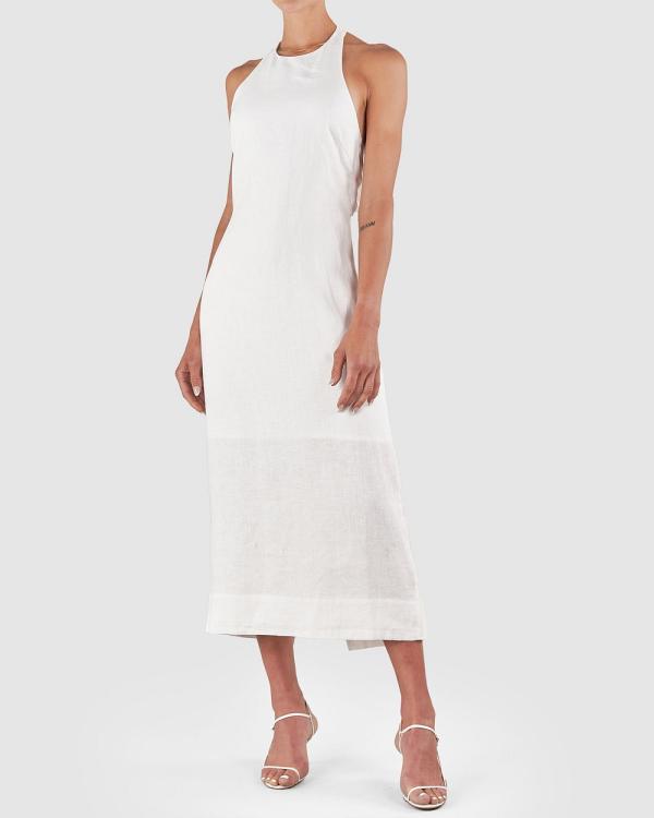 Amelius - Santa Cruz Linen Halterneck Dress - Dresses (White) Santa Cruz Linen Halterneck Dress