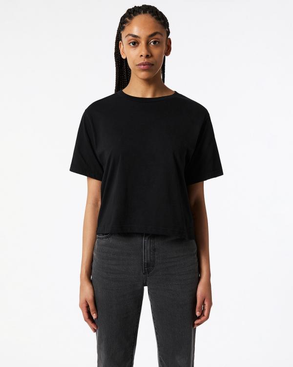 American Apparel - Women's Fine Jersey Boxy T Shirt - Short Sleeve T-Shirts (Black) Women's Fine Jersey Boxy T-Shirt