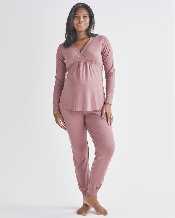 Angel Maternity - 2 Piece Kyra Maternity Loungewear Sleepwear PJ set Pink - Two-piece sets (Pink) 2-Piece Kyra Maternity Loungewear-Sleepwear PJ set-Pink