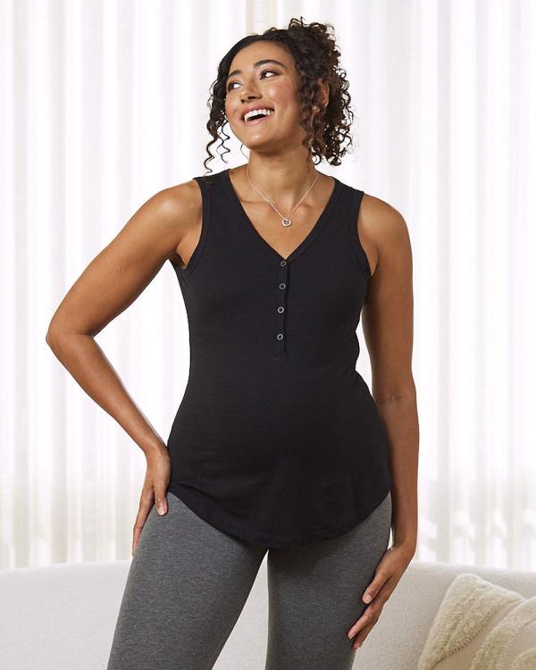 Angel Maternity - Ivy Maternity Cotton Singlet   Black - Tops (Black) Ivy Maternity Cotton Singlet - Black