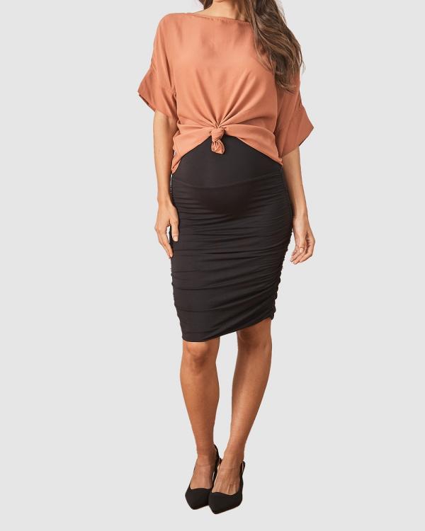 Angel Maternity - Maternity Bodycon Side Ruching Skirt - Pencil skirts (Black) Maternity Bodycon Side Ruching Skirt