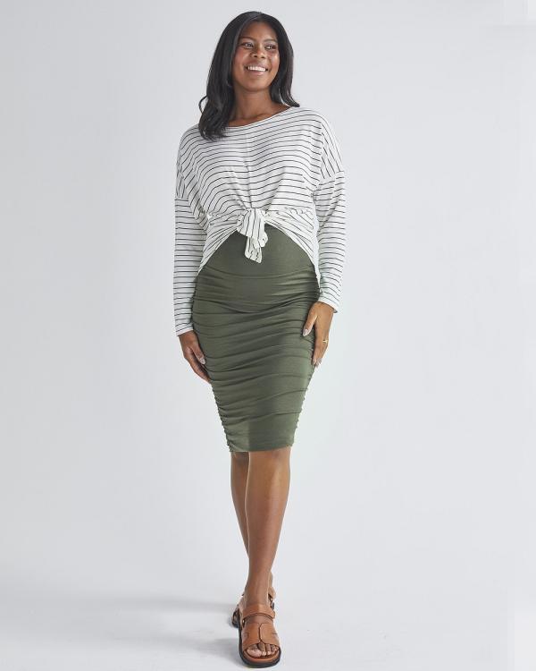 Angel Maternity - Maternity Fitted Skirt in Khaki Green - Pencil skirts (Khaki Colour) Maternity Fitted Skirt in Khaki Green