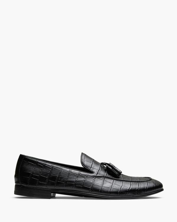 Aquila - Alberto Loafers - Casual Shoes (Croc. Black) Alberto Loafers