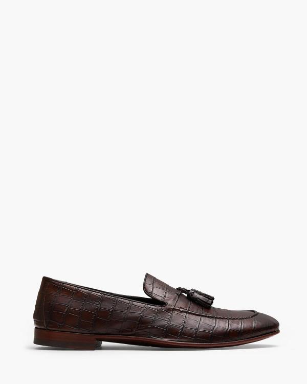 Aquila - Alberto Loafers - Casual Shoes (Croc. Brown) Alberto Loafers