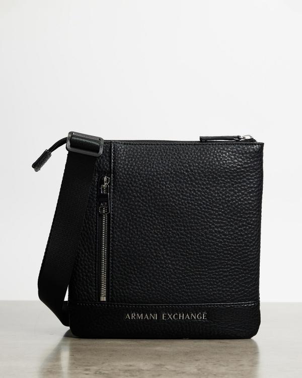 Armani Exchange - Flat Crossbody Bag - Bags (Black) Flat Crossbody Bag