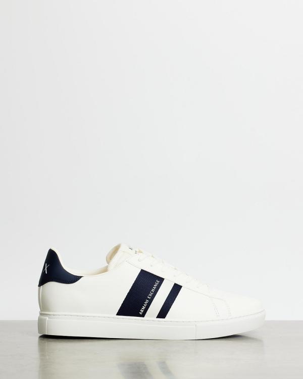 Armani Exchange - Lace Up Sneakers - Sneakers (Off White & Navy) Lace Up Sneakers