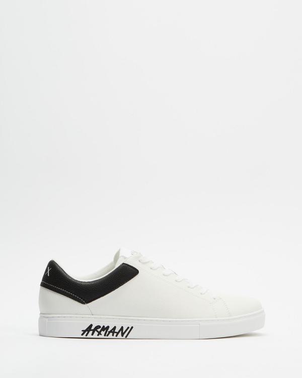 Armani Exchange - Side Logo Lace Up Sneakers - Sneakers (Op.White & Black) Side Logo Lace-Up Sneakers