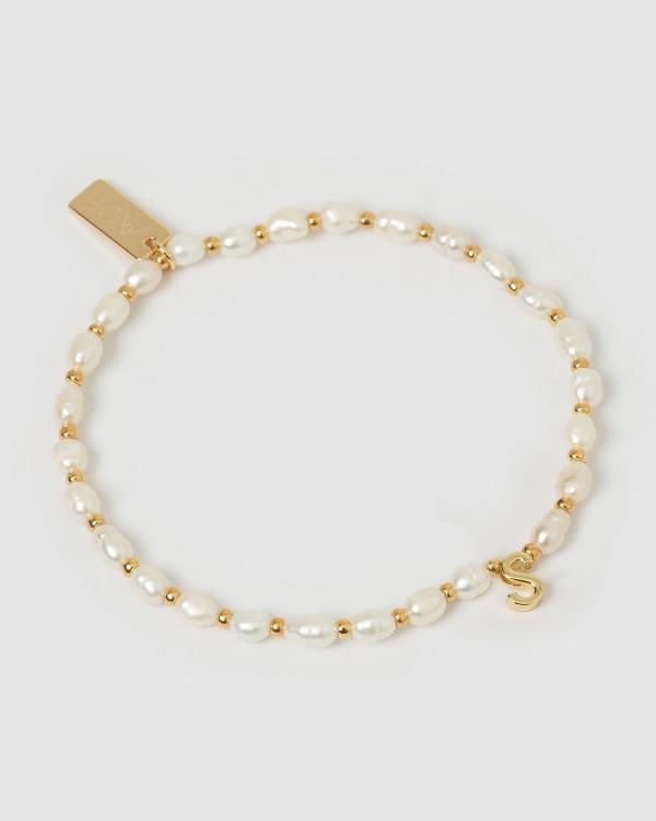 Arms Of Eve - Initial Pearl Bracelet   S - Jewellery (Gold) Initial Pearl Bracelet - S