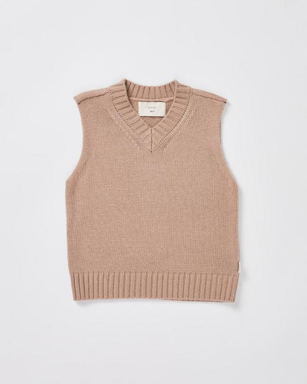 Arvust - Boys Sunday Box Knit Vest - Tops (TAN) Boys Sunday Box Knit Vest