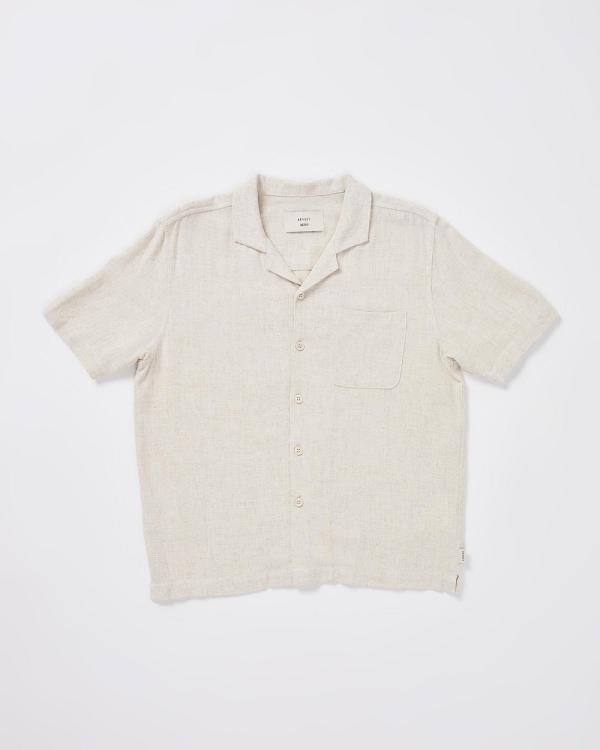 Arvust - Teen Boys Harrison Linen Short Sleeve Shirt - Shirts & Polos (NATURAL) Teen Boys Harrison Linen Short Sleeve Shirt