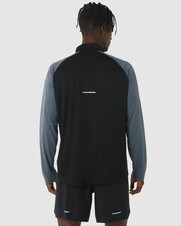 ASICS - Icon Ls 1 2 Zip   Men's - Shirts & Polos (Performance Black/Carrier Grey) Icon Ls 1-2 Zip - Men's