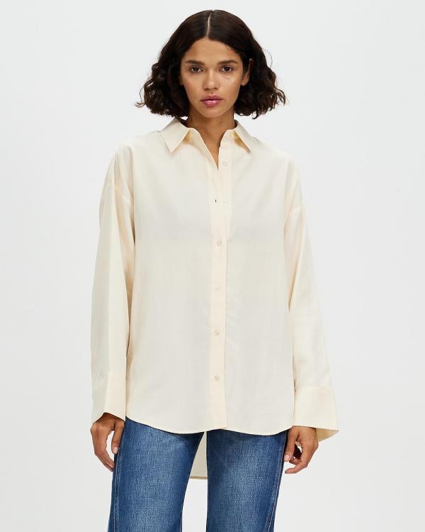 Assembly Label - Kate Silk Linen Shirt - Tops (Stone) Kate Silk Linen Shirt