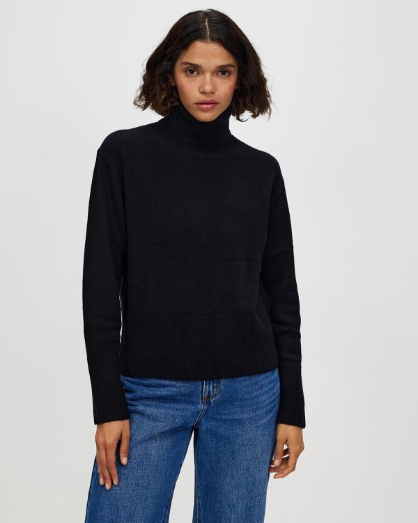 Assembly Label - Leanna Wool Cashmere Roll Neck Knit Jumper - Jumpers & Cardigans (Black) Leanna Wool Cashmere Roll Neck Knit Jumper
