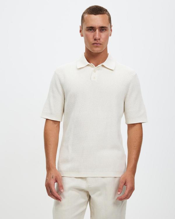 Assembly Label - Lorne Knit Short Sleeve Polo - Shirts & Polos (Limestone & Antique White) Lorne Knit Short Sleeve Polo