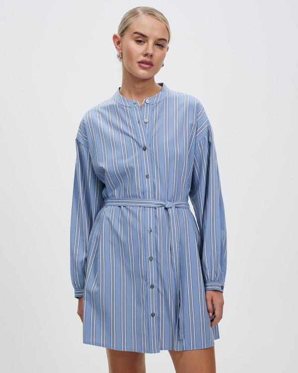 Assembly Label - Luna Cotton Blend Stripe Mini Dress - Dresses (Glacial Stripe) Luna Cotton Blend Stripe Mini Dress