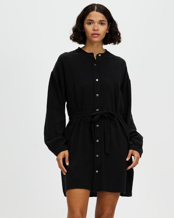 Assembly Label - Luna Textured Cotton Mini Dress - Dresses (Black) Luna Textured Cotton Mini Dress