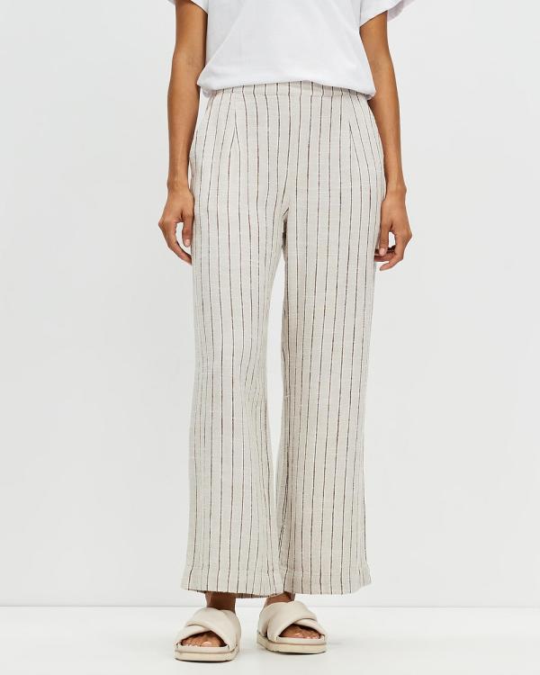 Assembly Label - Neva Stripe Linen Trousers - Pants (Oat Stripe) Neva Stripe Linen Trousers