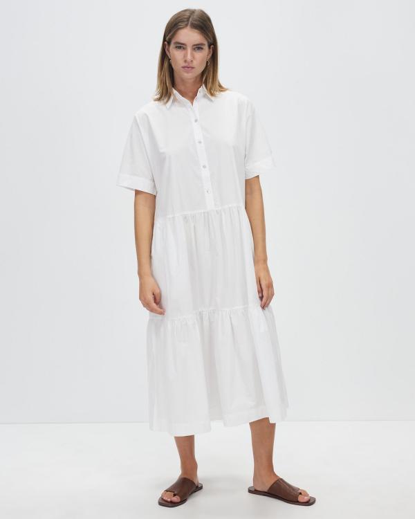 Assembly Label - Tiered Poplin Shirt Dress - Dresses (White) Tiered Poplin Shirt Dress