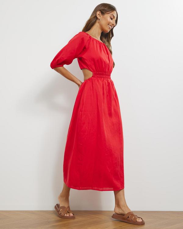 Atmos&Here - Aisha Cut Out Midi Dress - Dresses (Red) Aisha Cut Out Midi Dress