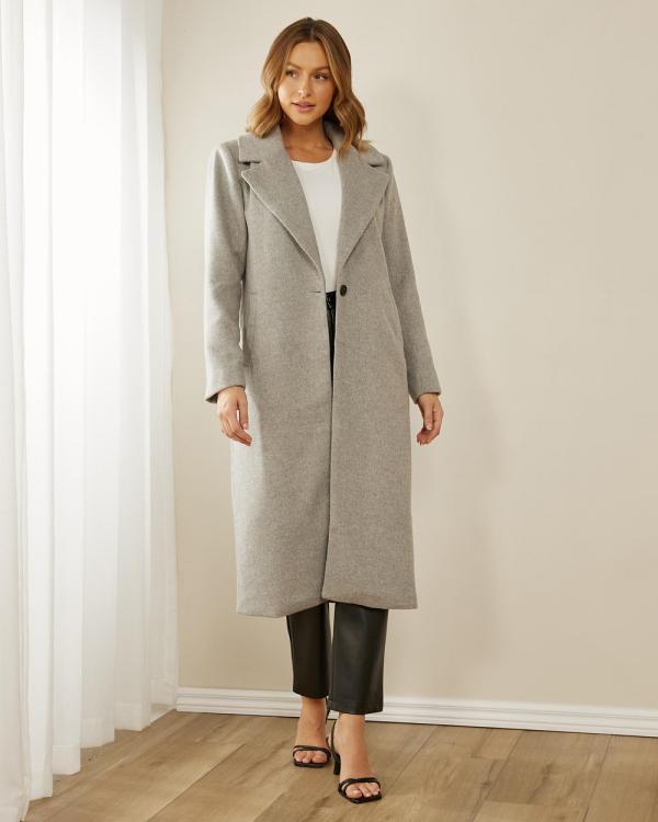 Atmos&Here - Aspen Wool Blend Longline Coat - Coats & Jackets (Grey) Aspen Wool Blend Longline Coat