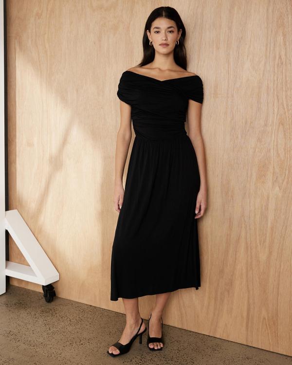 Atmos&Here - Brielle Off Shoulder Midi Dress - Dresses (Black) Brielle Off Shoulder Midi Dress