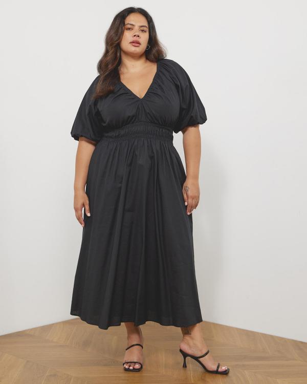 Atmos&Here Curvy - Darla Linen Blend Midi Dress - Dresses (Black) Darla Linen Blend Midi Dress