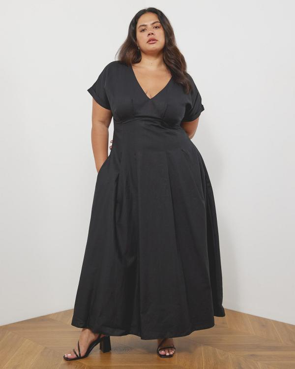 Atmos&Here Curvy - Dominica Linen Blend Maxi Dress - Dresses (Black) Dominica Linen Blend Maxi Dress