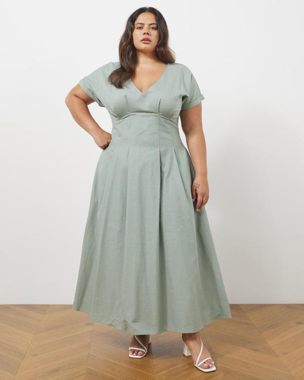 Atmos&Here Curvy - Dominica Linen Blend Maxi Dress - Dresses (Sage) Dominica Linen Blend Maxi Dress