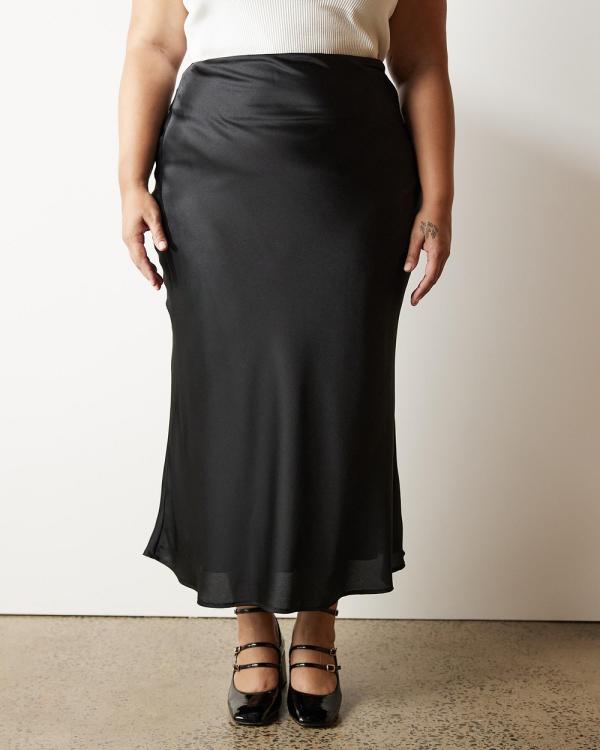 Atmos&Here Curvy - Emily Slip Skirt - Skirts (Black) Emily Slip Skirt