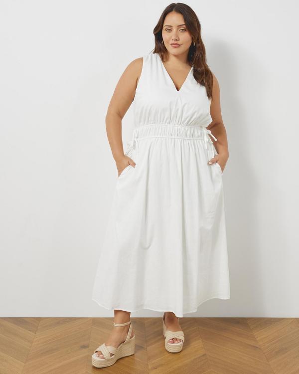 Atmos&Here Curvy - Emma Linen Blend Midi Dress - Dresses (White) Emma Linen Blend Midi Dress