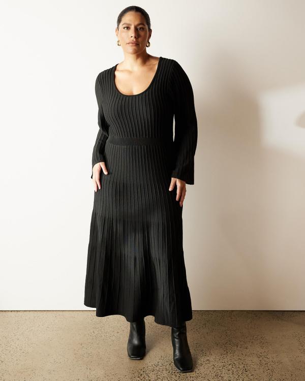 Atmos&Here Curvy - Gaelle Long Sleeve Knit Midi Dress - Dresses (Black) Gaelle Long Sleeve Knit Midi Dress